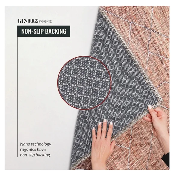 454GLN Rugs Stain Resistant Machine Washable Area Rug - Vintage Boho Distressed - Picture 4 of 15